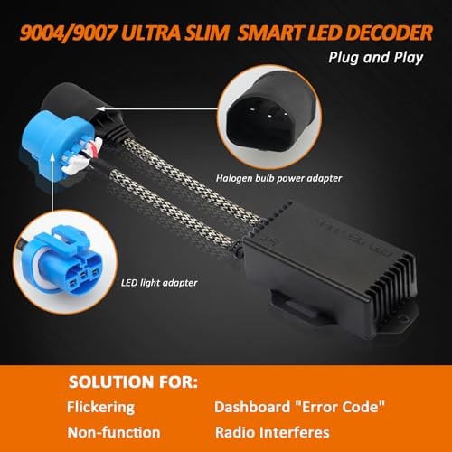 Canbus Decoder Kits Compatibility Anti Flickering Resistor Warning H13 9008