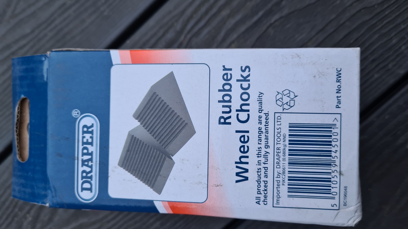 Draper 1x Rubber Wheel Chocks Garage Professional Standard Tool 54500
