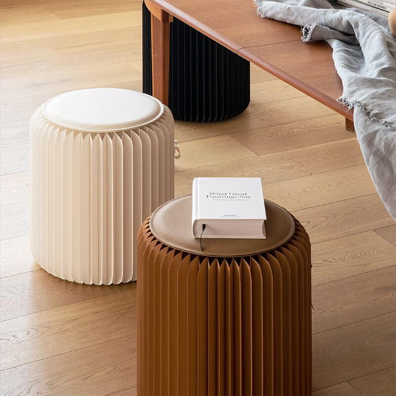 Home Furniture Modern Design Accordion Portable Folding Paper Stool Kraft Brown