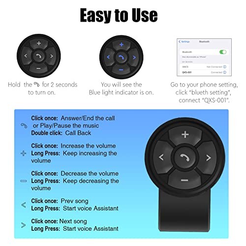 Bluetooth Media Button Steering Wheel Wireless Remote Control for Car Bike