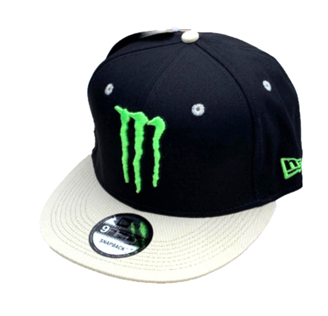 M - Black Flat Brim Twill Cap w/Cream Brim. NWT. Motocross. MMA. MotoGP.