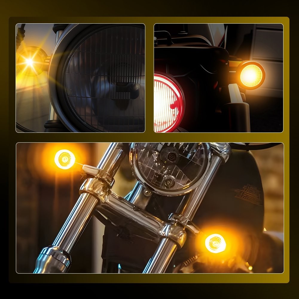 4X Motorcycle Turn Signal Light Front Rear Blinker Indicator Light Amber Black
