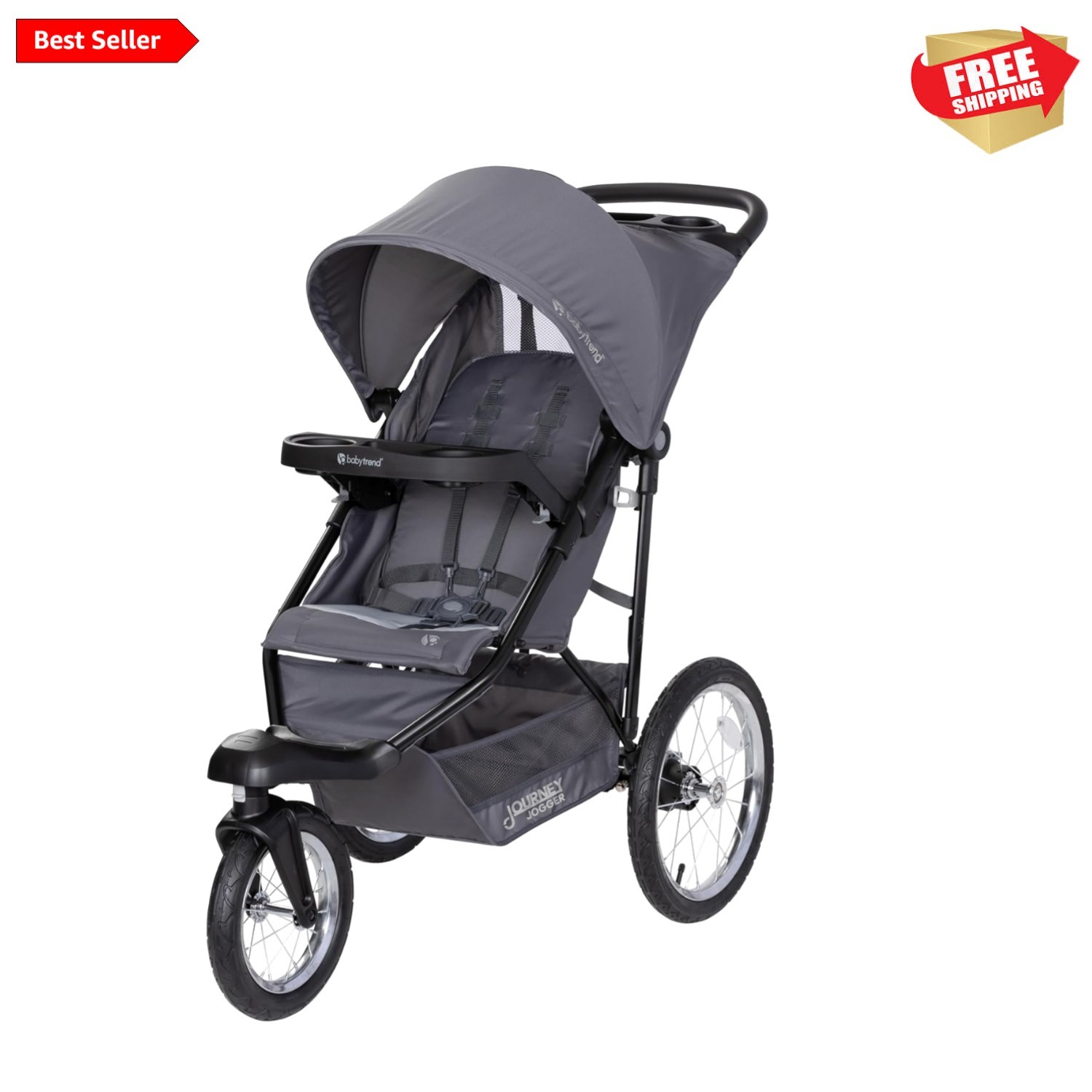 Journey Jogging Stroller in Stellar Grey - 5-Point Harness & Adjustable Canopy