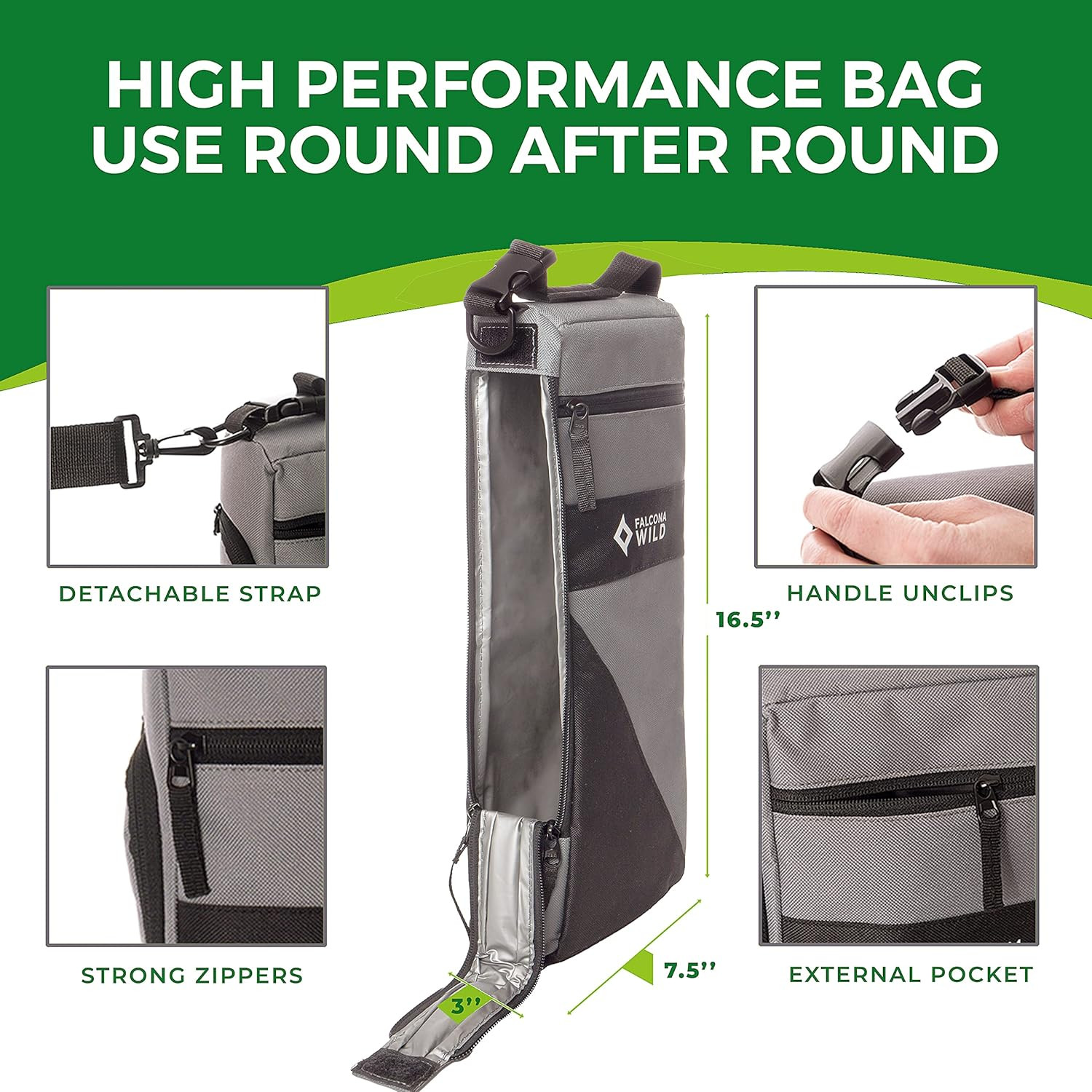 Golf Cooler Bag plus Ice Packs - Keeps Drinks Cold for Hours - Holds Cans - Fi
