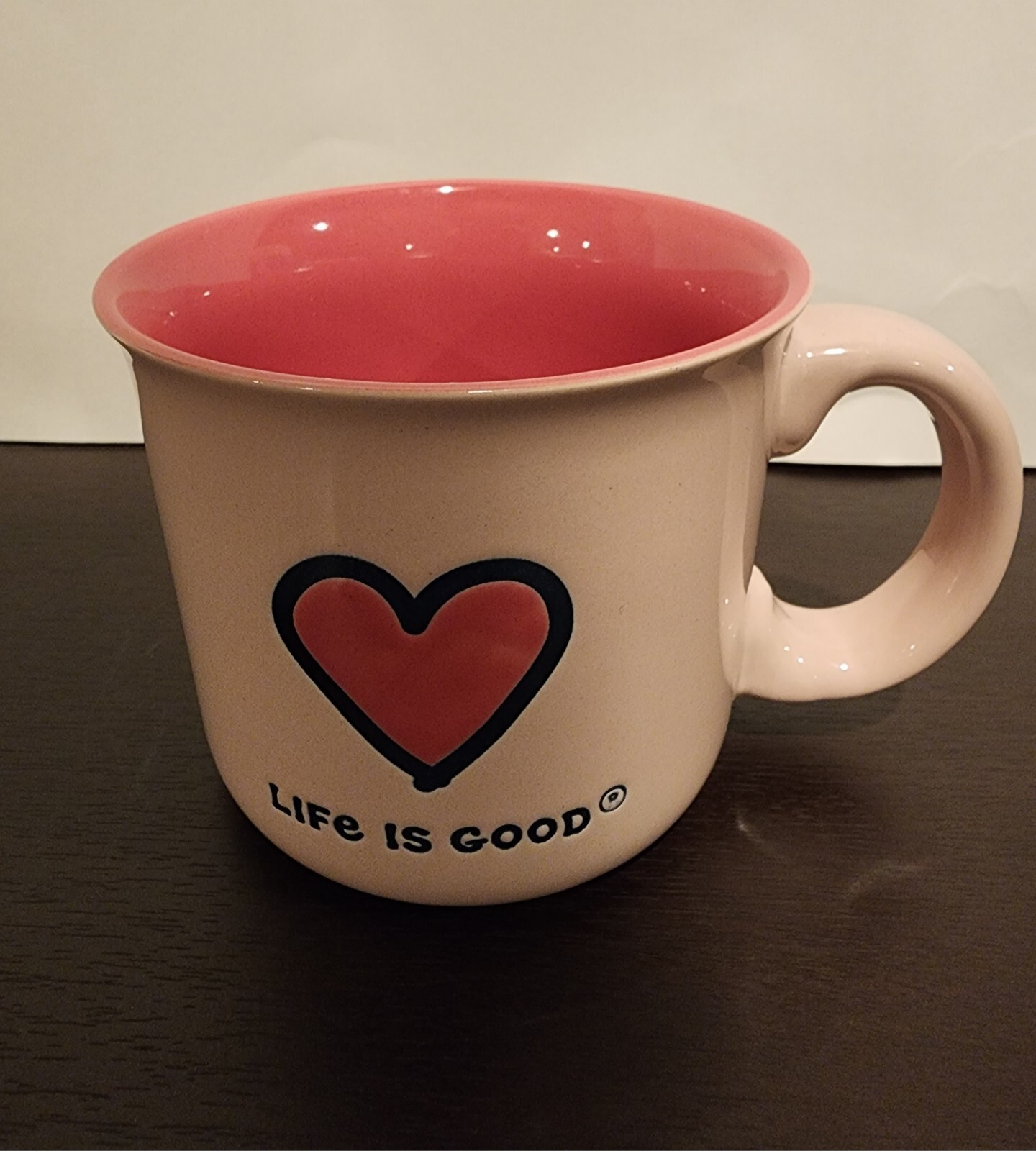 Life Is Good ~ Light Pink Heart Mug ~  NEW