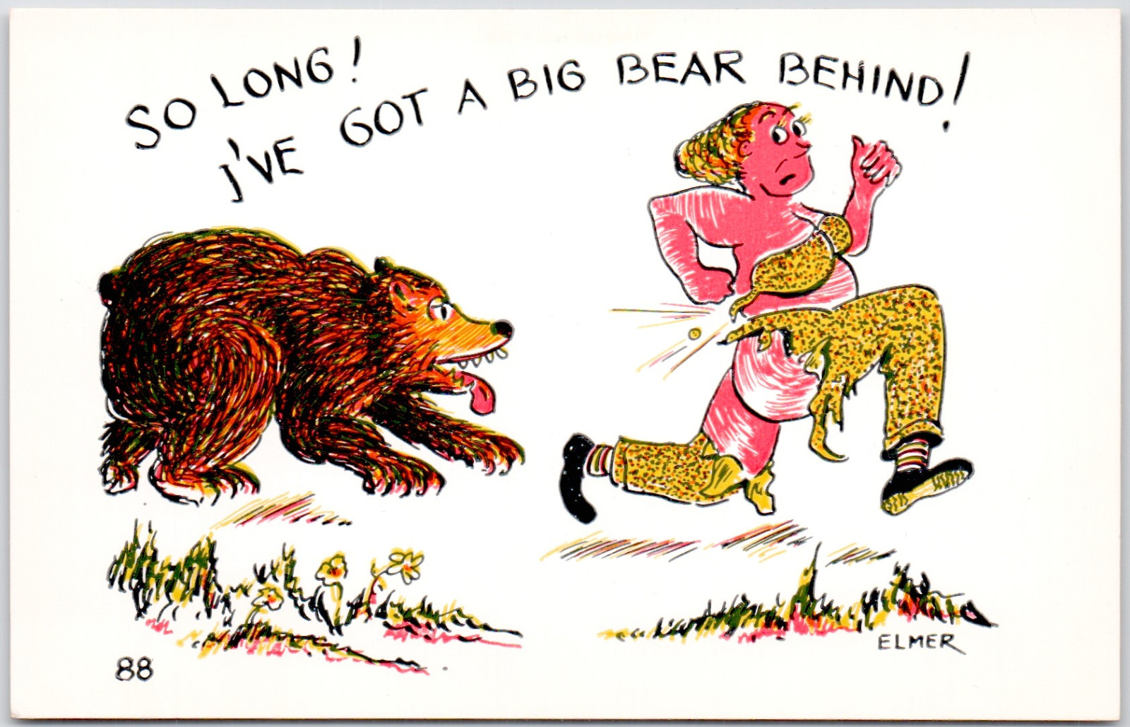 Elmer Anderson Comic Humor Drawing 1951 Bear Behind Funny #88 Vintage Postcard