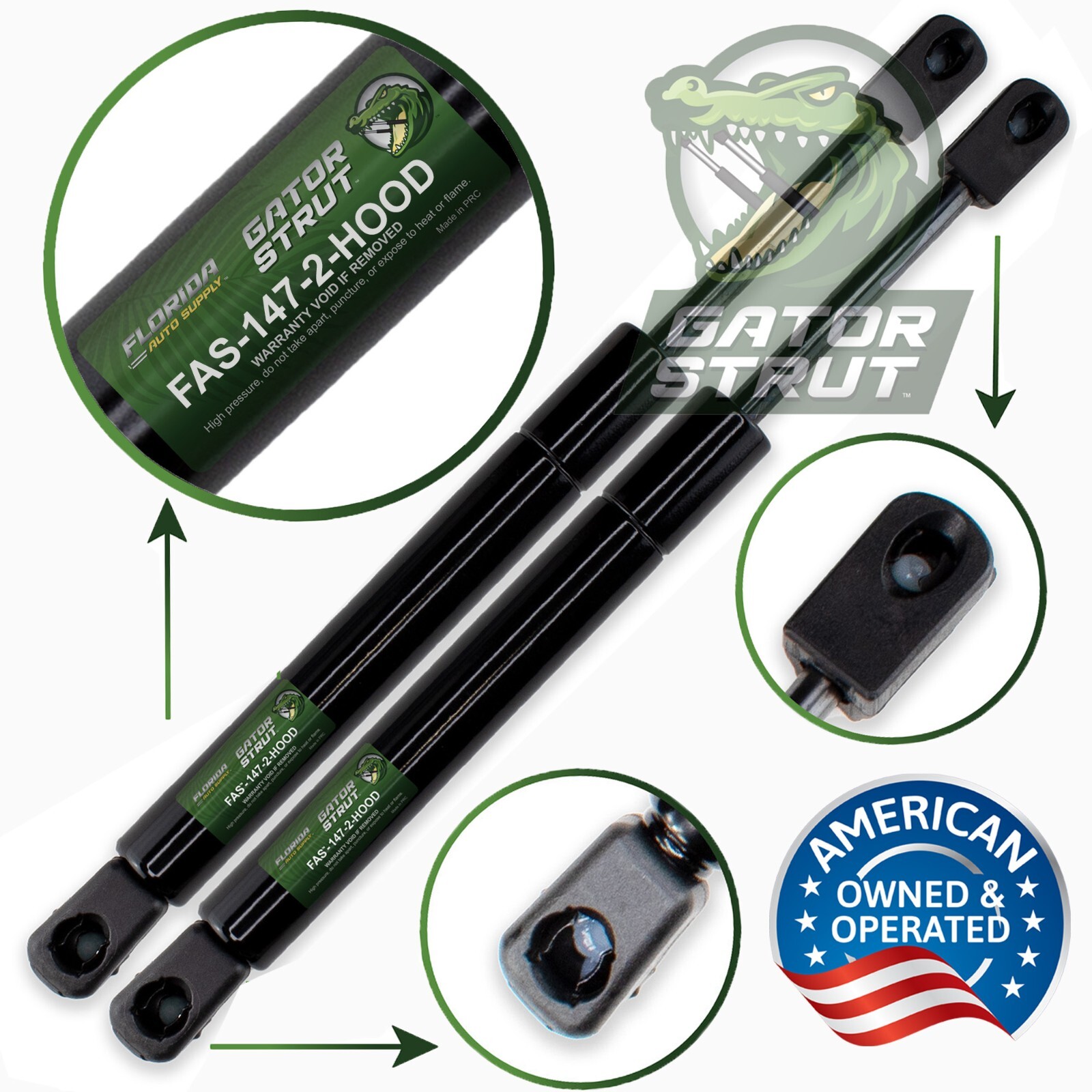 Two Aluminum Hood Lift Supports FAS-147-2 For 2001-2005 Ford Explorer Sport Trac