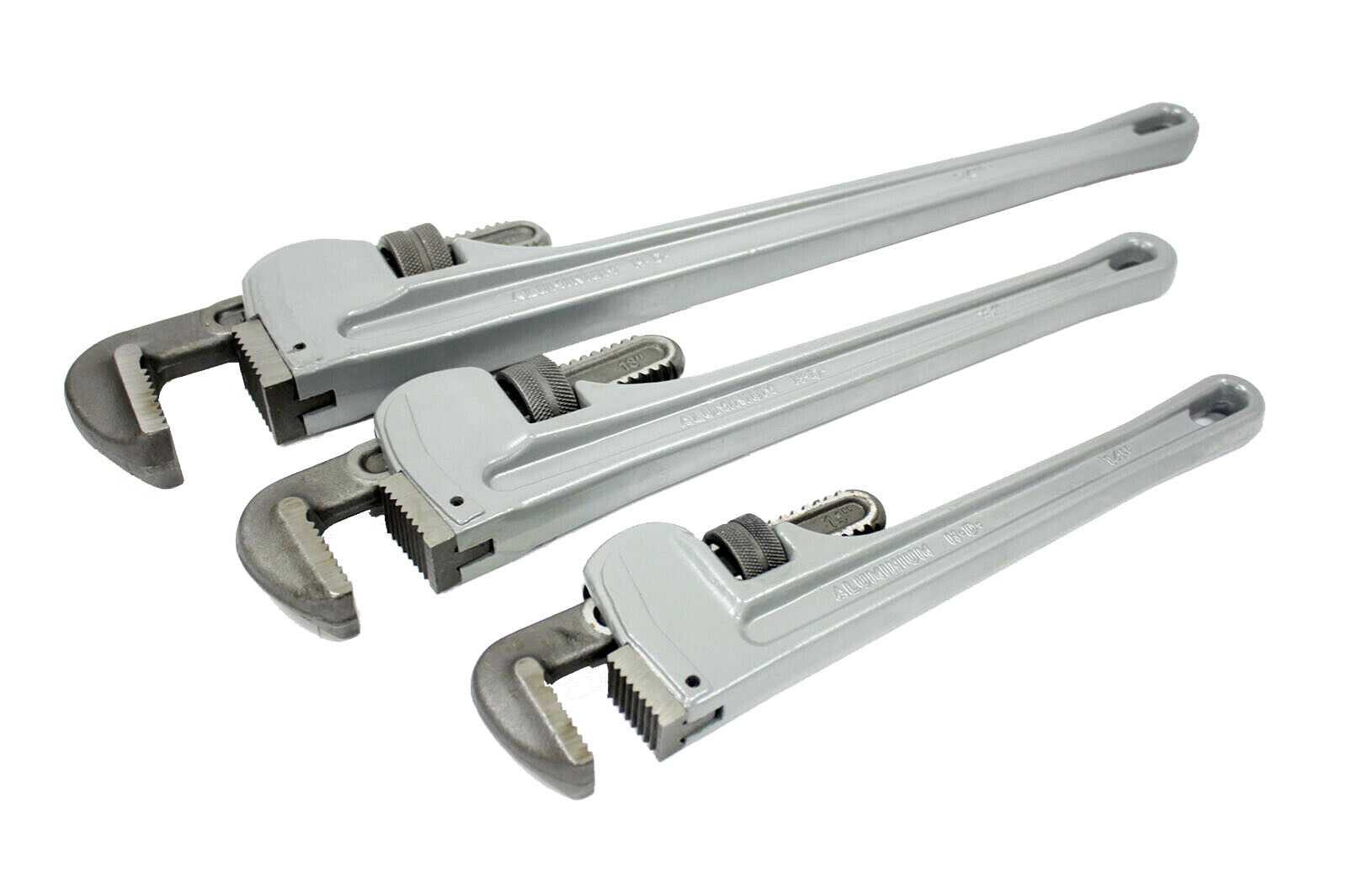 3pcs Aluminum Pipe Wrenches Set 14" 18" & 24" Wrench Fast Jaw Grip & Release