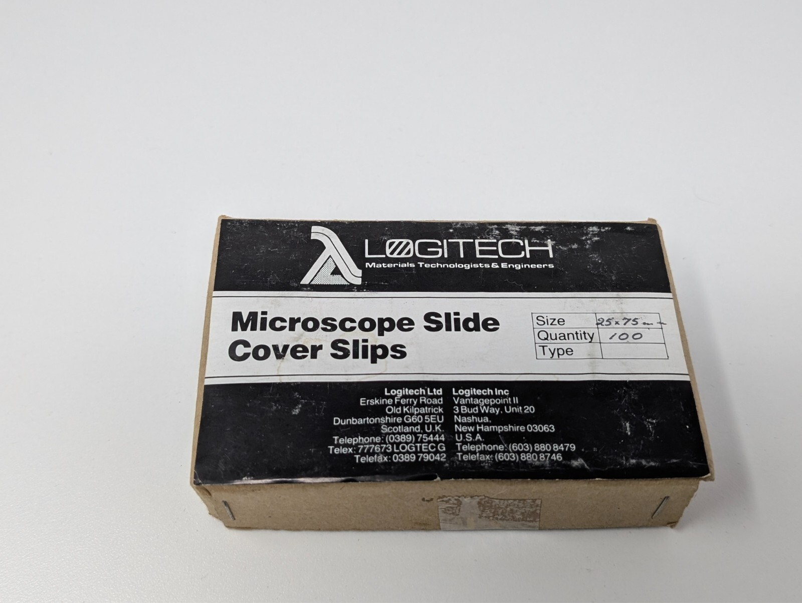 Logitech 25x75 Microscope Cover Slips, 0.17mm, 100/Box, 0CON-161, Petrographic