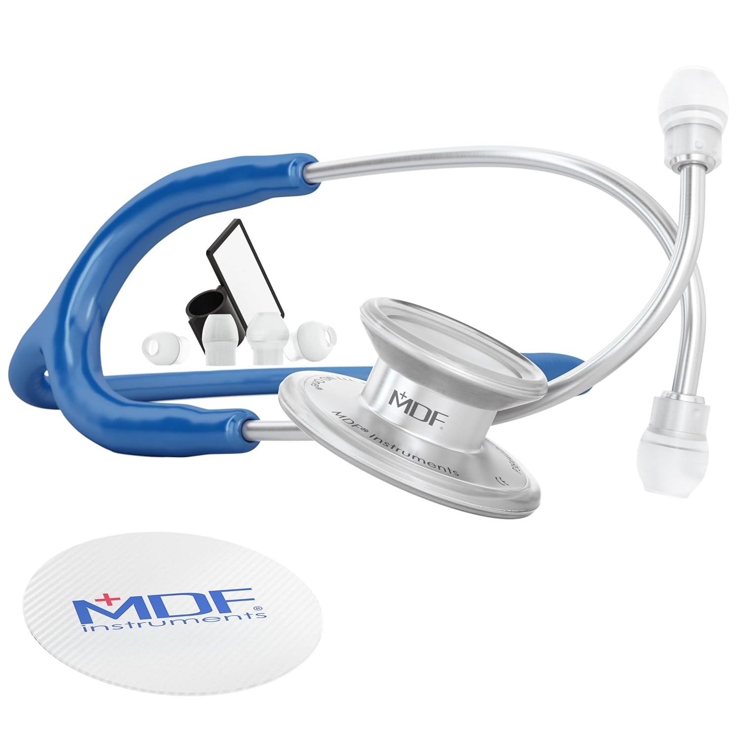 Adult Stethoscope Stainless Steel Dual Head Silver Chestpiece Blue Tube