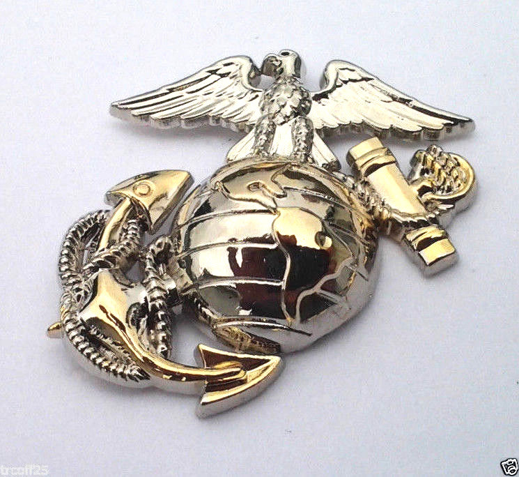 USMC EMBLEM Left Gold-Silver (1") US MARINES Military Hat Pin P10244 EE