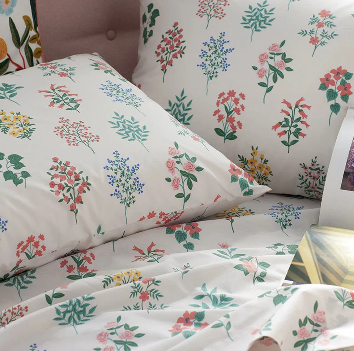 Rifle Paper Co. Hawthorne Classic Cool Percale Bed Sheet Set - Ivory Multi