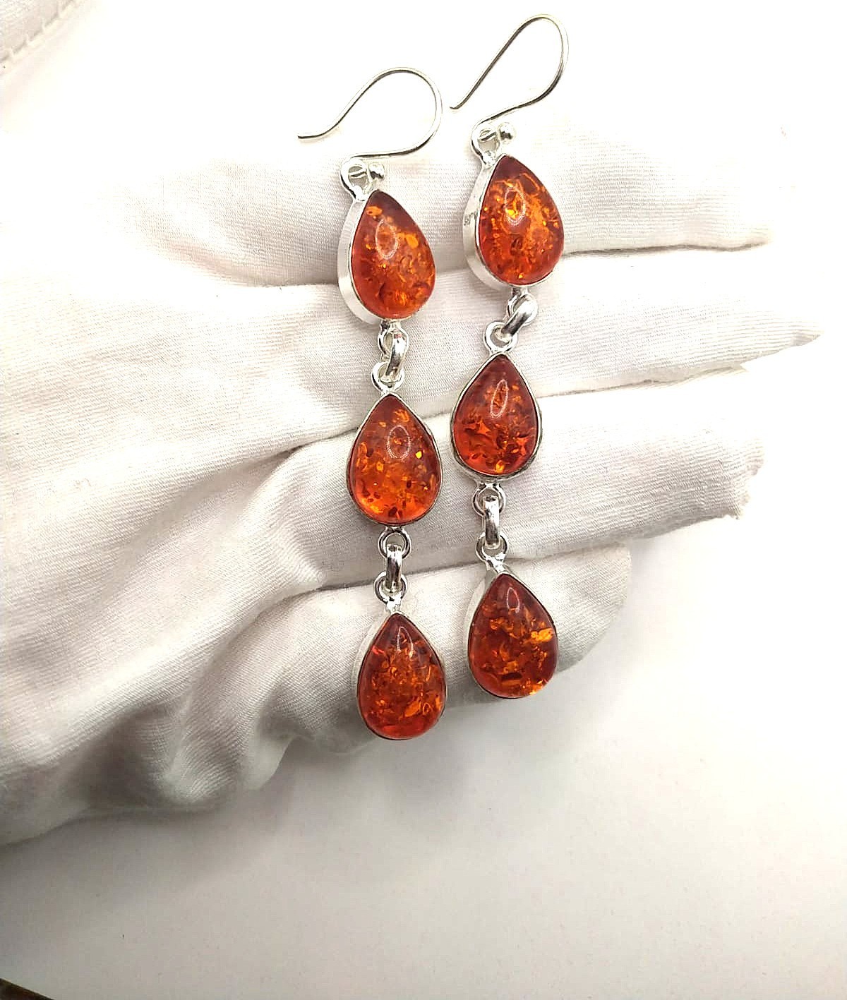 Baltic Amber Handmade Gemstone 925 Sterling Silver Jewelry Earring Size-2.4''