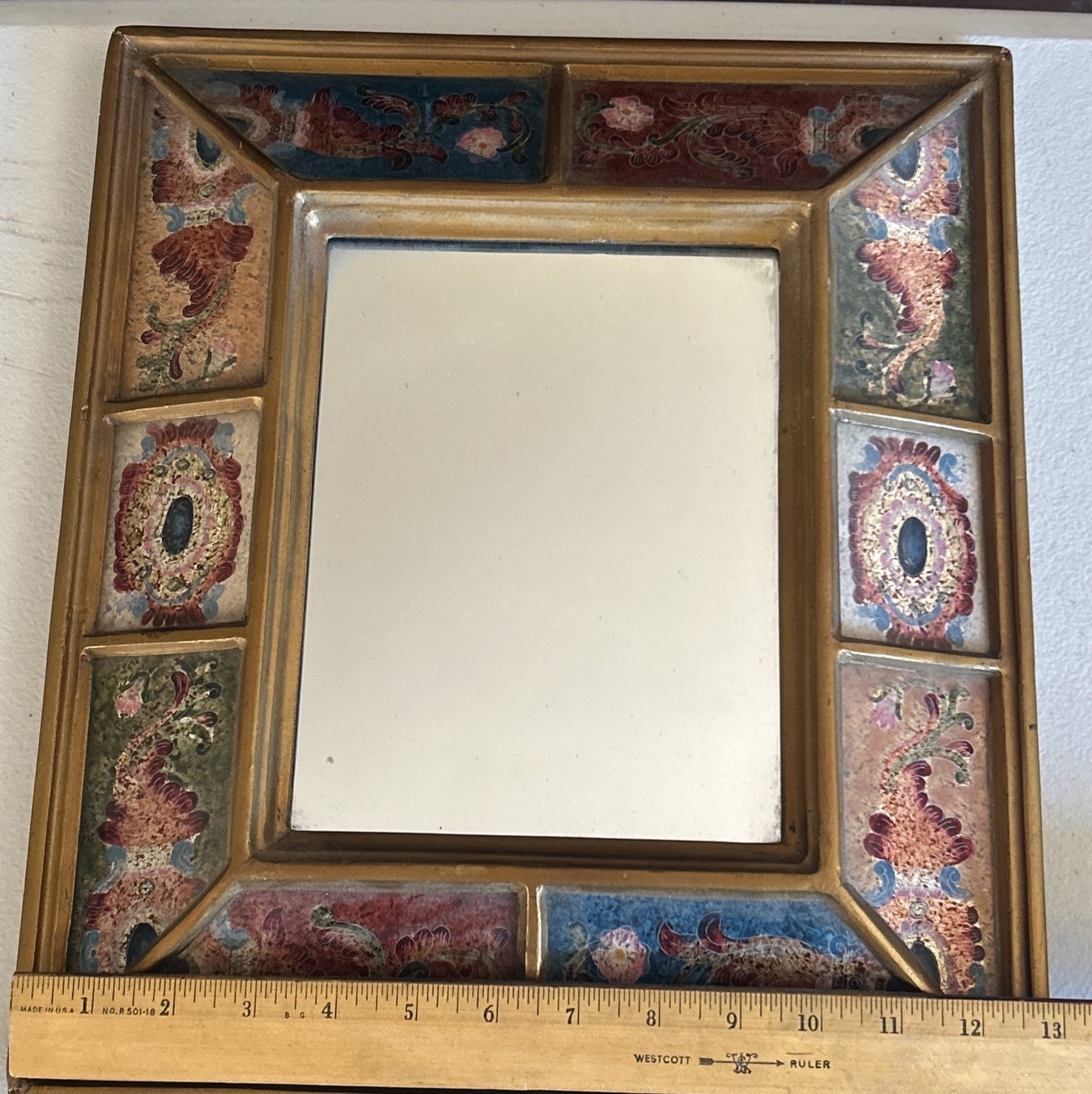 Peruvian hand painted mirror frame(R)