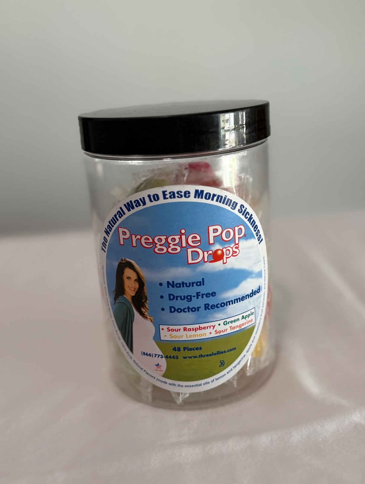 Three Lollies Preggie Pop Drops Natural Morning Sickness 48 Pieces Sour Flavor