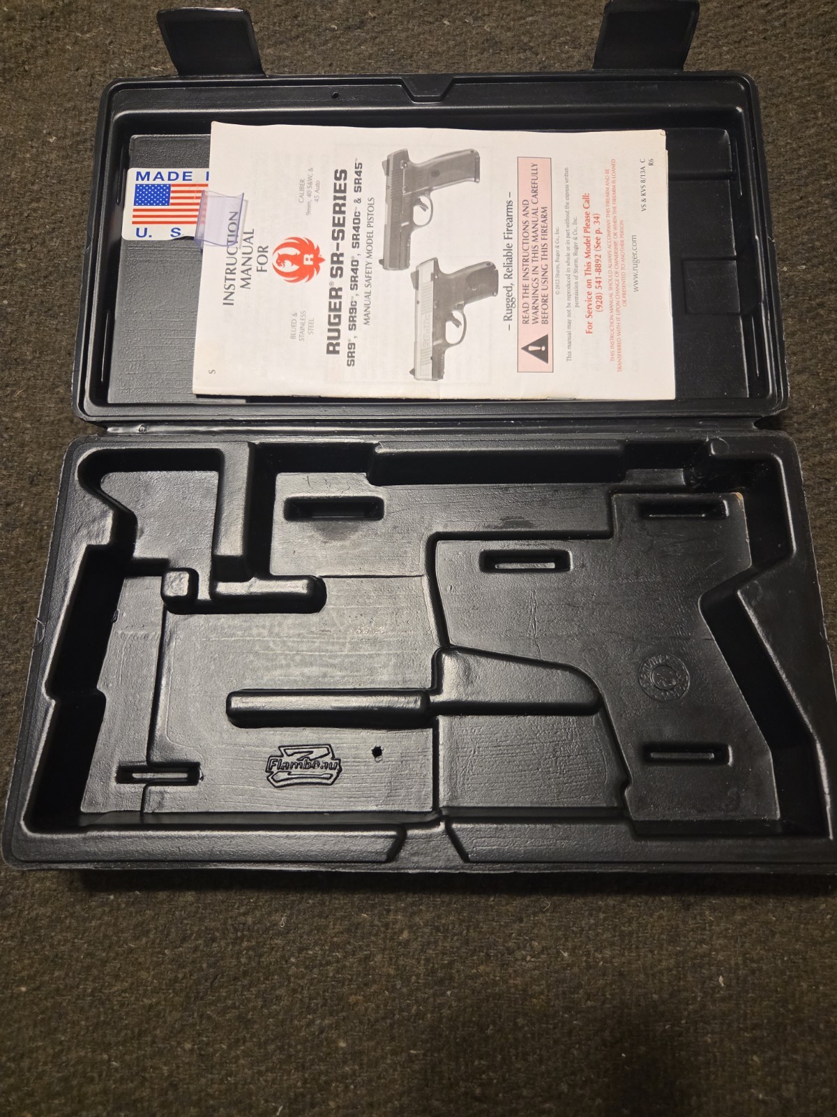 Ruger SR40 Pistol Factory Hard Case W/ Manual Also Fits  SR45, SR9