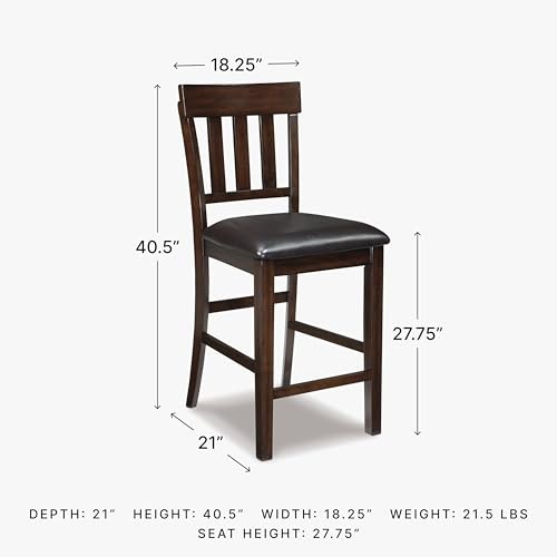 Haddigan Upholstered Barstool, Slat Back Design, Cushioned 2 Count Dark Brown