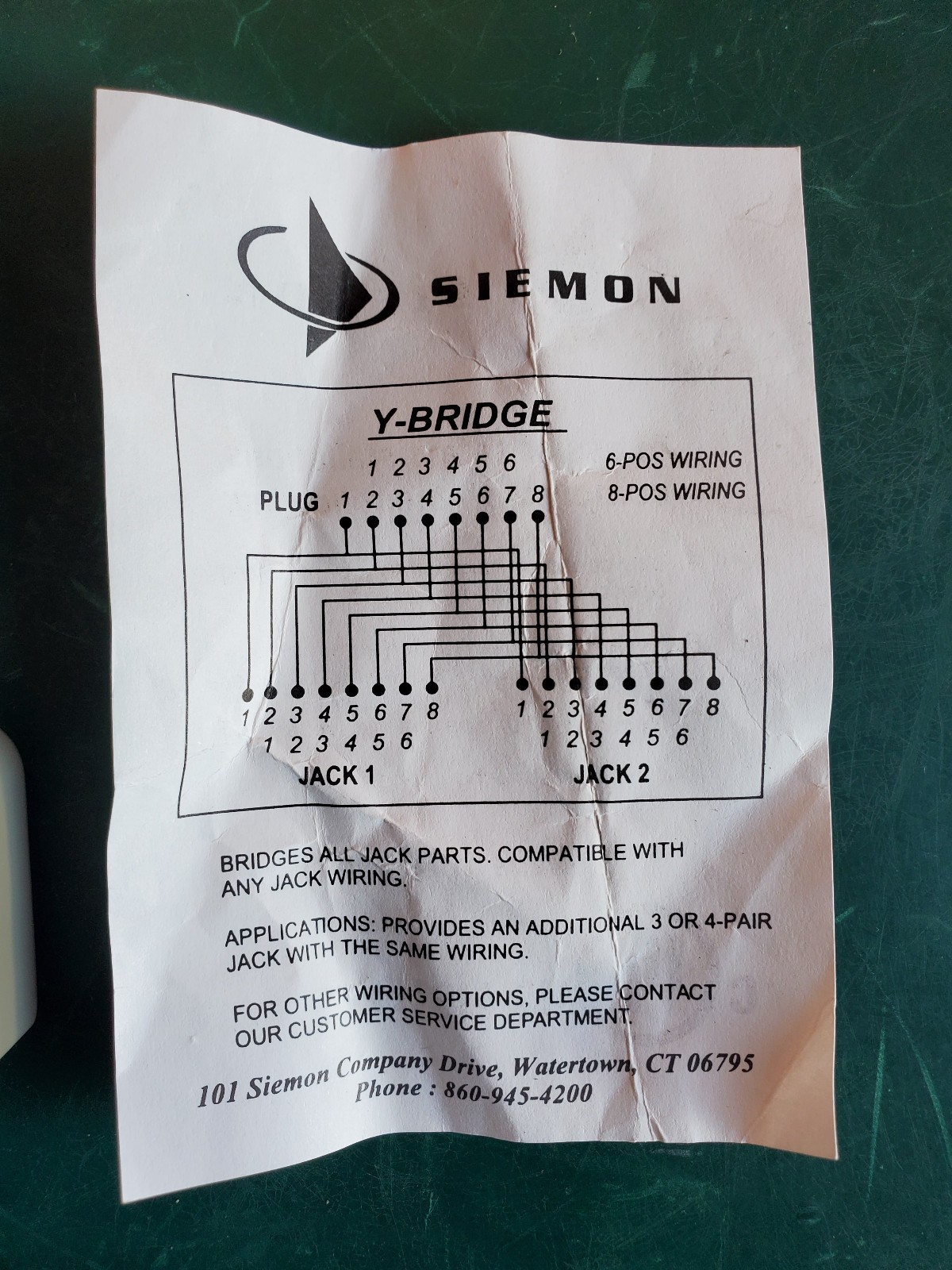 NEW Siemon Model: 57S5 Y-Bridge