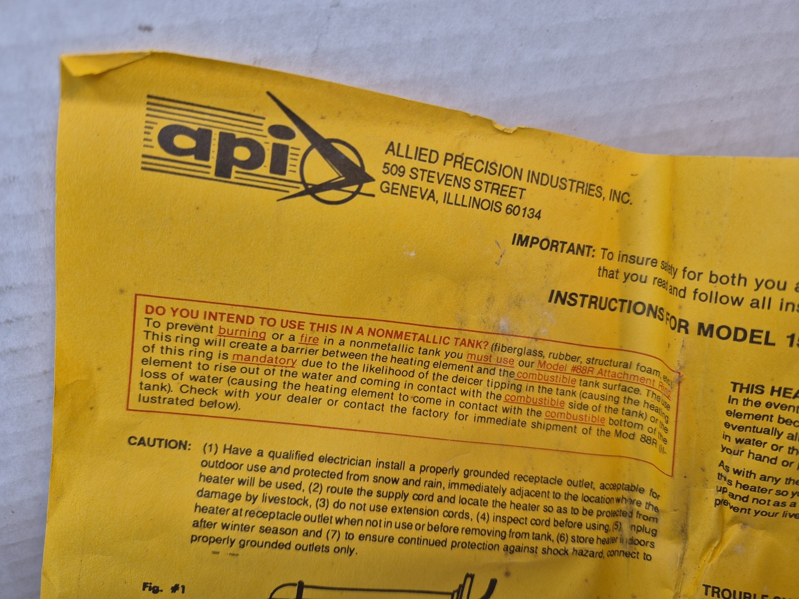 API Cast Aluminum Sinking De-icer Water Tank Heater