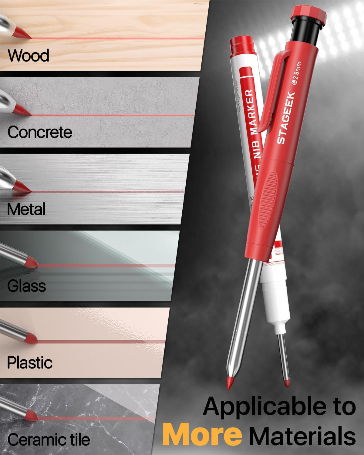 2PCS Carpenter Pencils with Sharpener, Heavy Duty Woodworking Tools, Mechanical