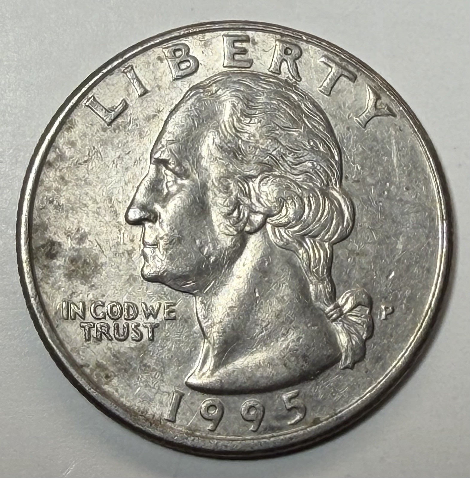 1995 Washington Quarter 25 C Multiple Errors Reverse Die Crack EF Condition F/S