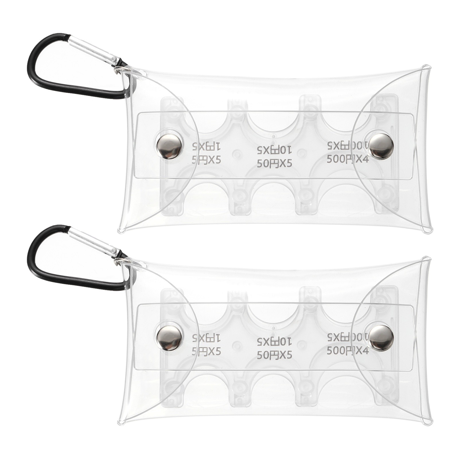 JPY Coin Holder with Coin Sorter 6 Slots and Bags Transparent 2Pcs