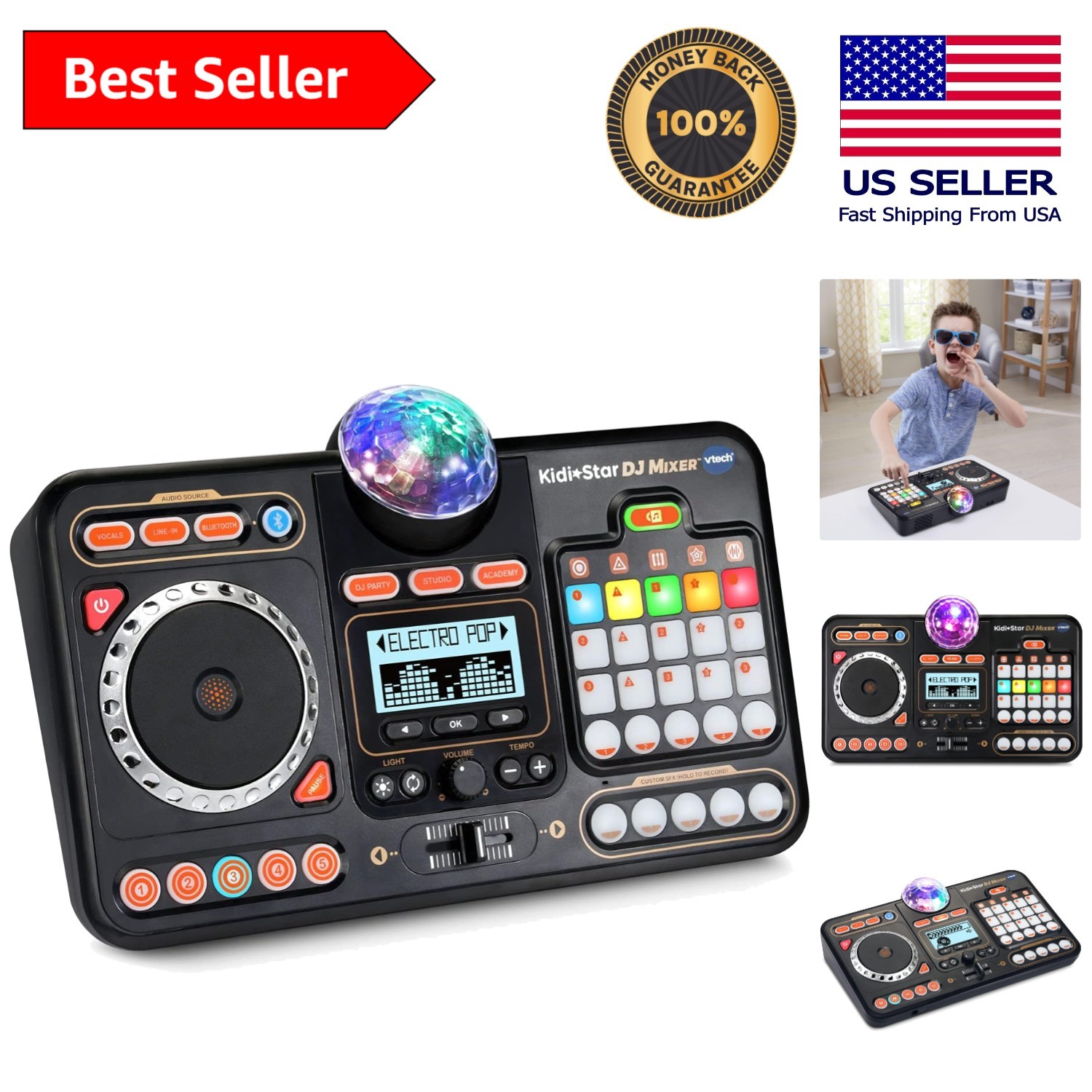 Kidi Star DJ Mixer - Unleash Musical Talents With Lights & 2000+ Sound Effects!