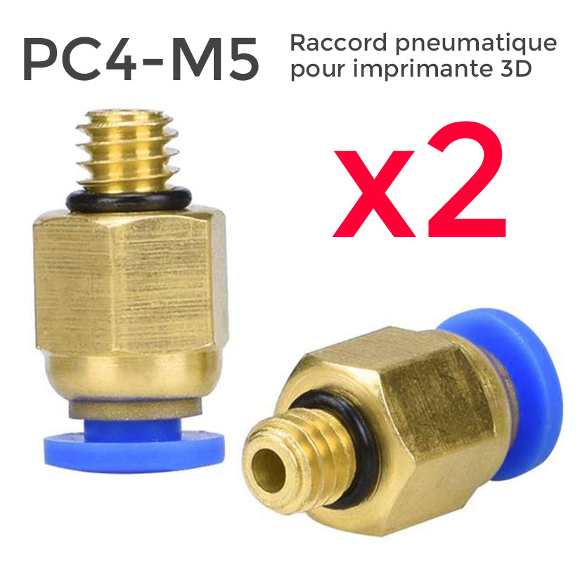 2x PTFE tube fitting bowden M5 3D printer push fit 1.75mm PC4-M5 Lot