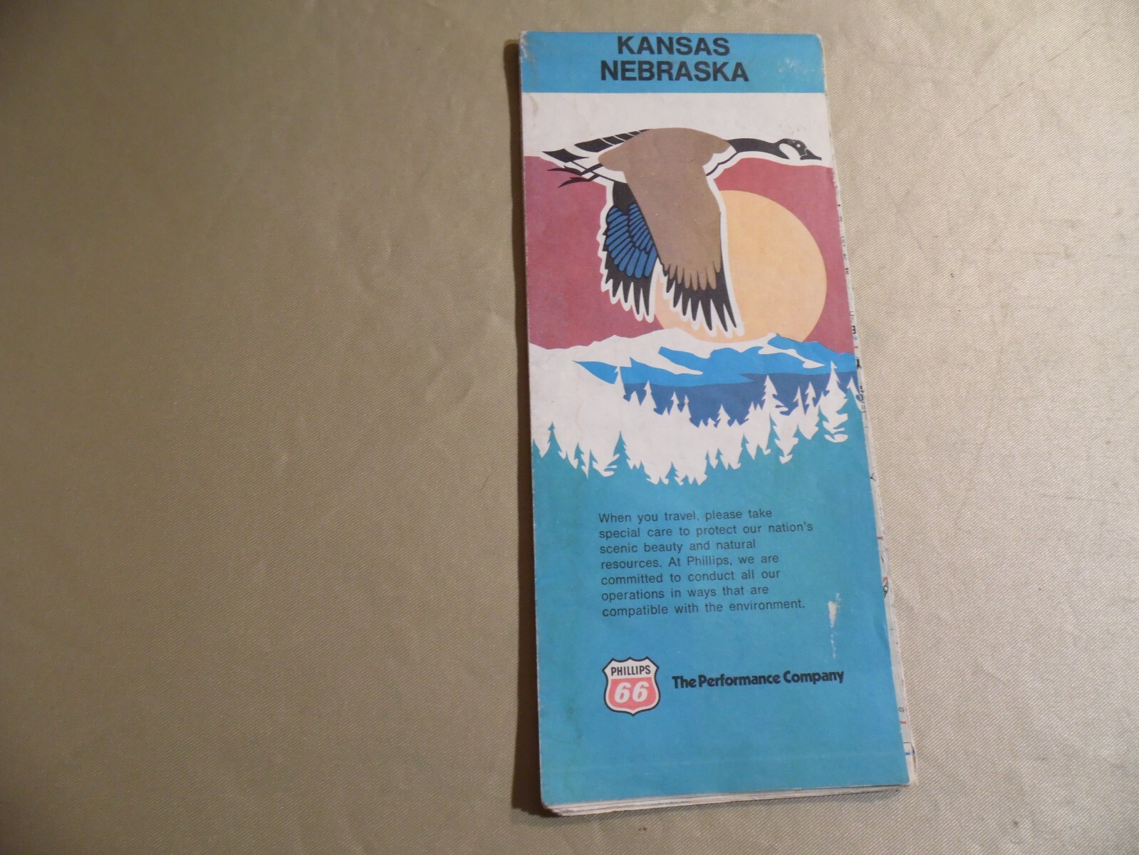 Kansas & Nebraska Map by Phillip 66 / 1974 Edition / Free Domestic Shipping