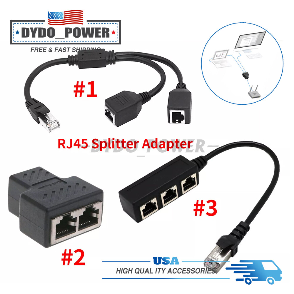 RJ45 CAT6/5/7 LAN Ethernet Cable Connector Splitter Adapter 1 to 2/3 Ways