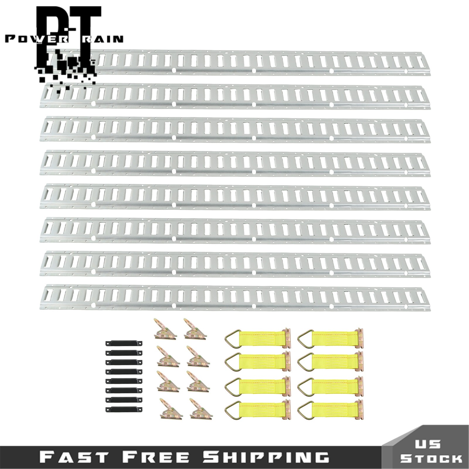 32PCS 5FT E-Tracks Set E Track 8× 5' Steel Rails 8x D-Ring 8x O Rings 8x End Cap