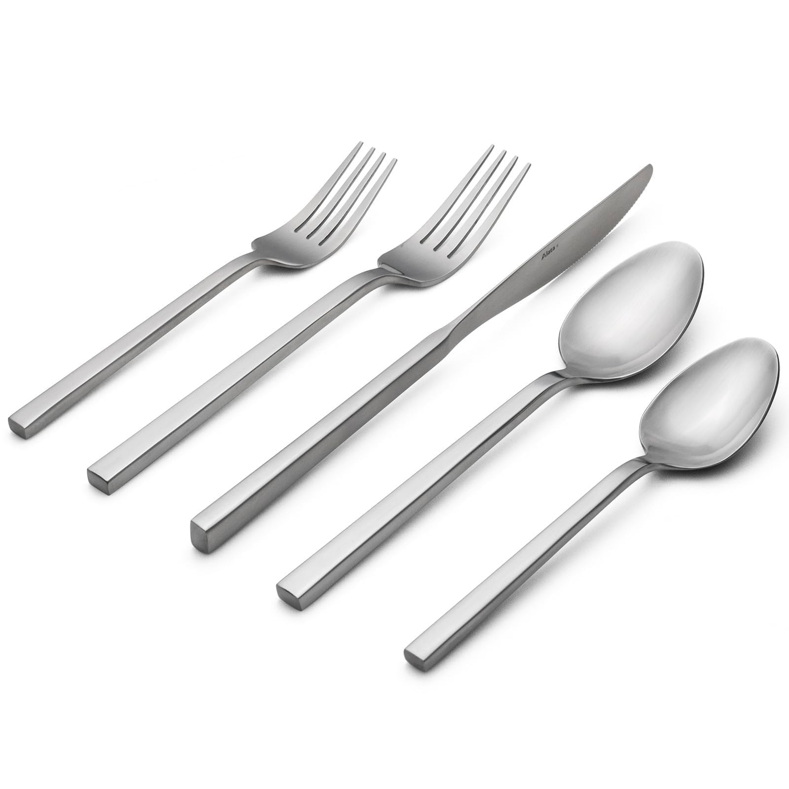 20-Piece Matte Satin Flatware Set for 4 | Stainless Steel Cutlery, Dishwasher Sa