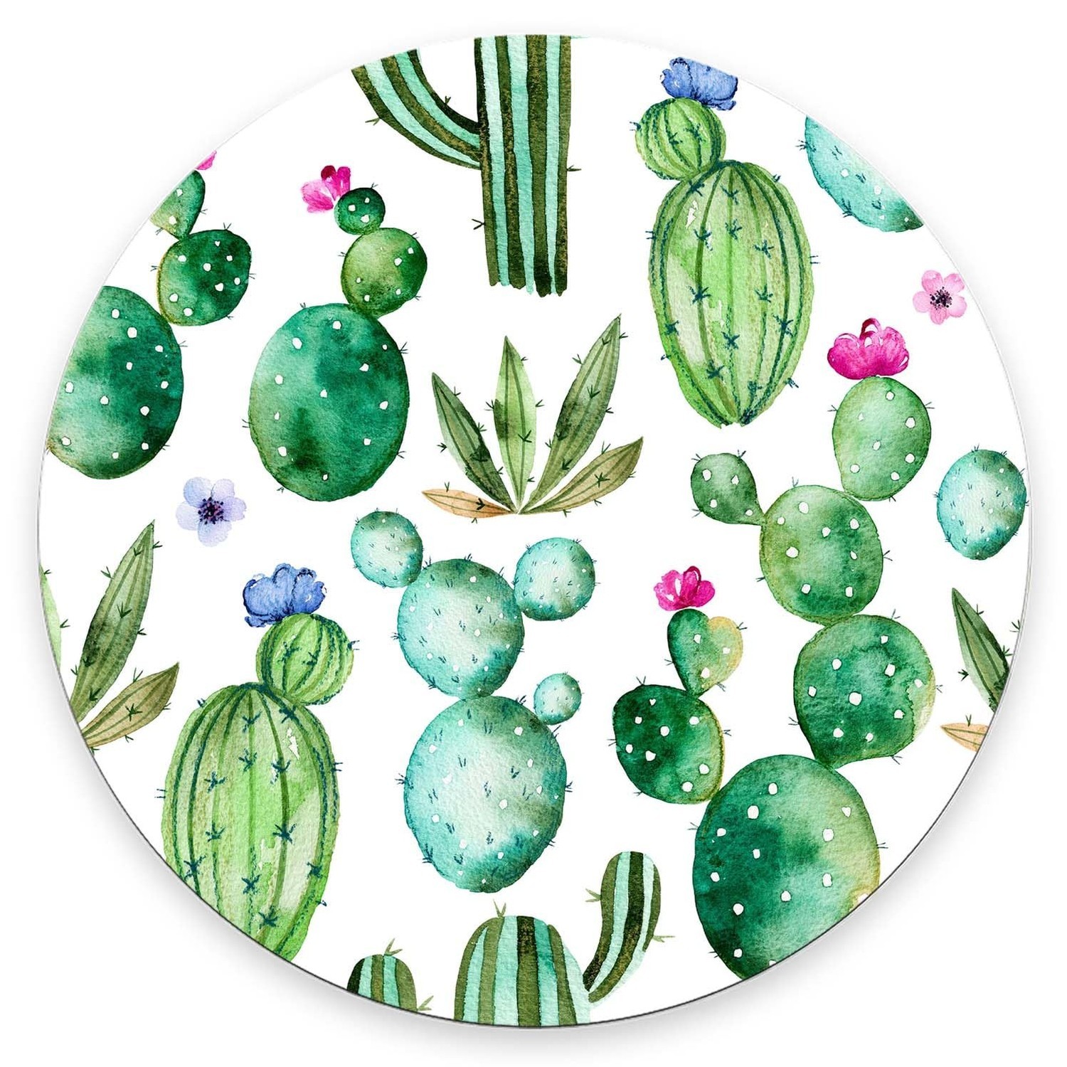 Round Mouse Pad,Watercolor Cactus Mouse pad,Custom Small Mouse Pads with Desi...