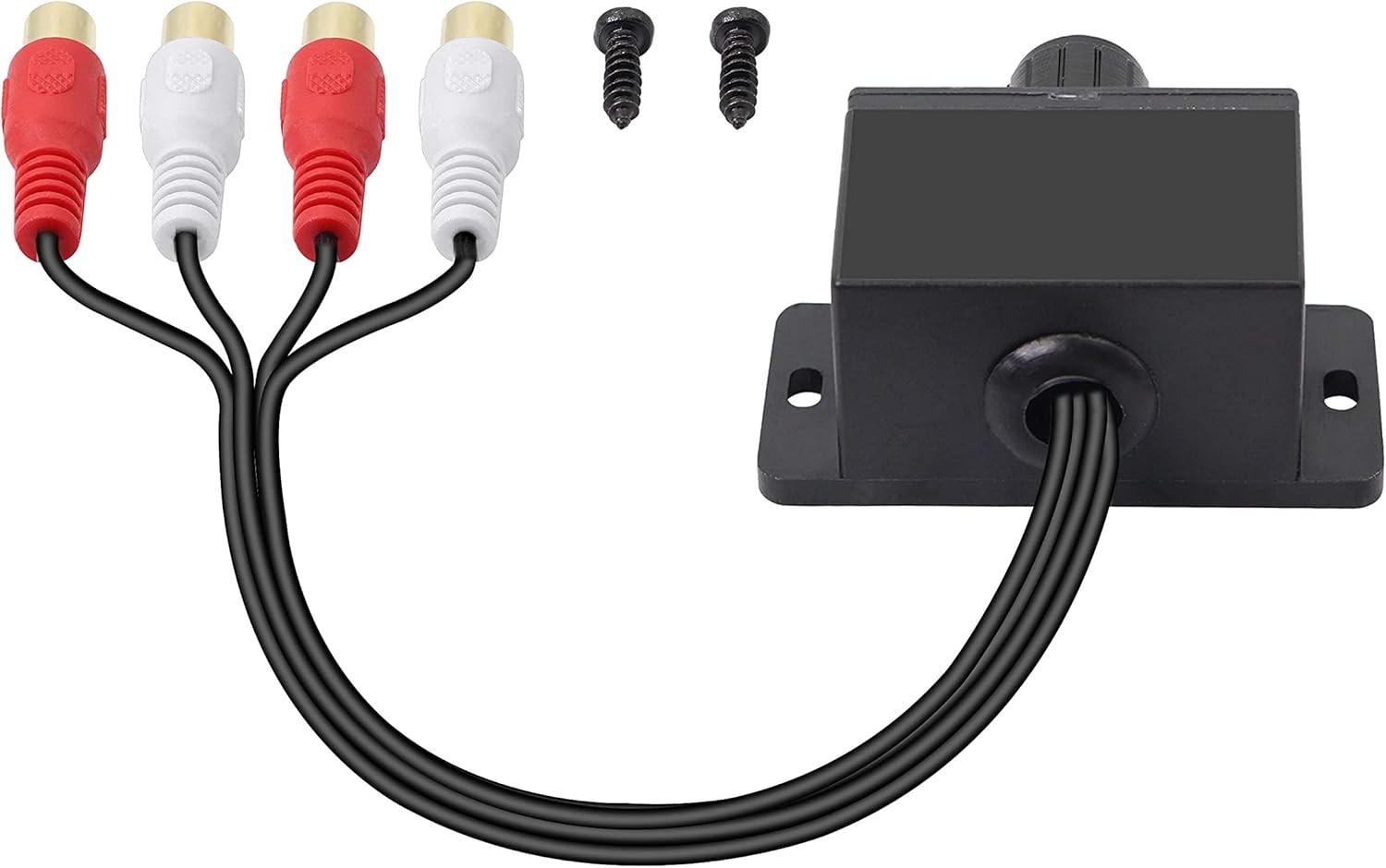 Universal RCA Level Controller - Car Audio Adjuster with Bass Boost Control Knob