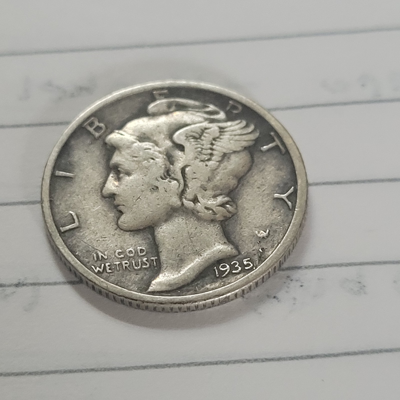 1935 MERCURY DIME (VF)