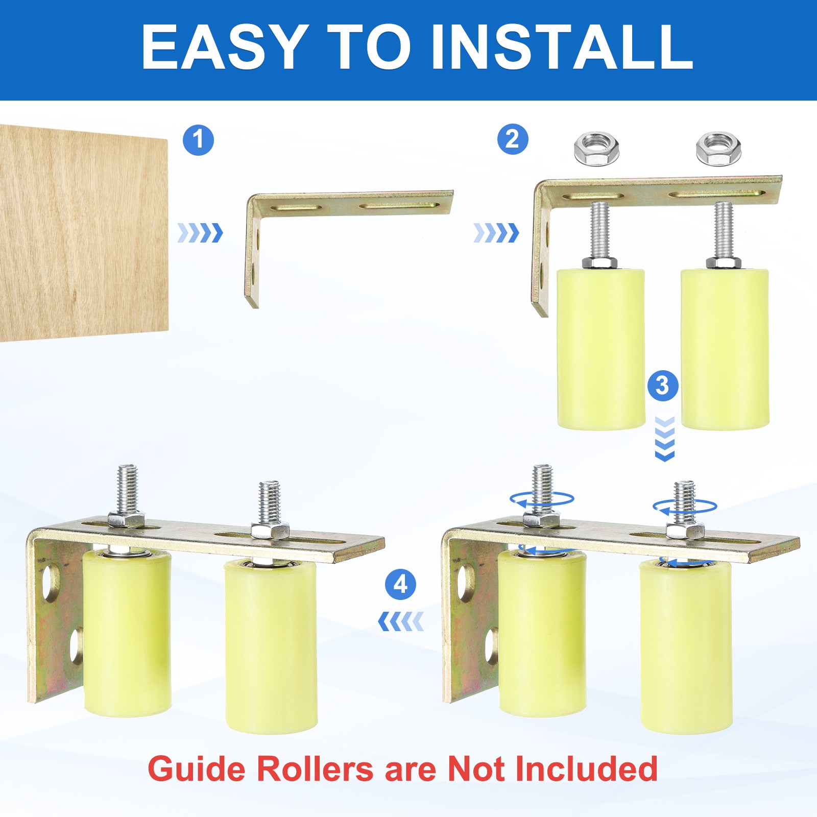 2 Pcs 0.5inch Hole Adjustable L-Brackets Slide Gate Guide Roller Mount