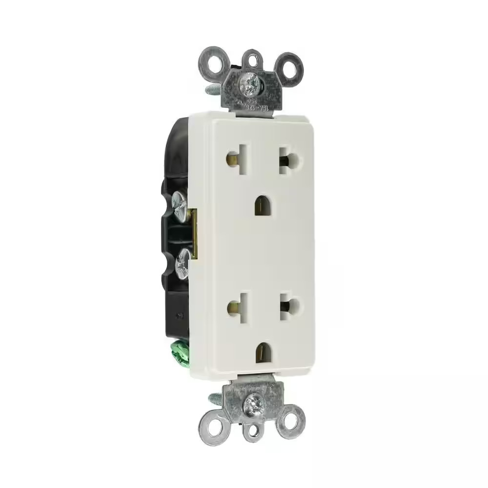 Decora 15 Amp 125/250 V Europlug Duplex Outlet/Receptacle, White (1-Pack) 5825-W