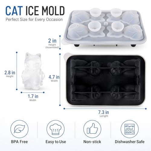 Ice Cube Tray Mold - 3D Shape Ice Cube Trays, Cute Ice Cube Molds for Cat