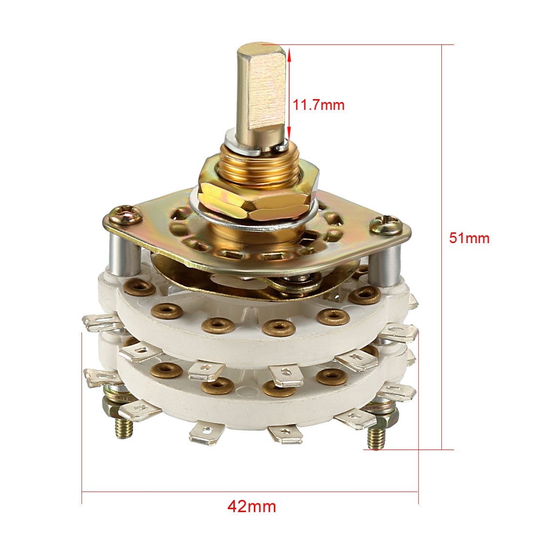 2P8T 2 Pole 8 Position 2 Deck Band Channel Rotary Switch Selector