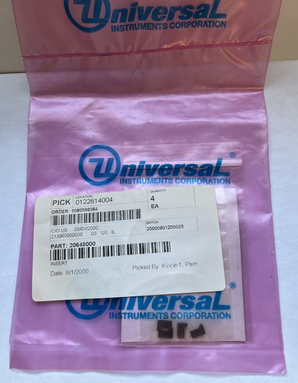 4pcs 20648000 Insert Universal Instruments Genuine Replacement Parts