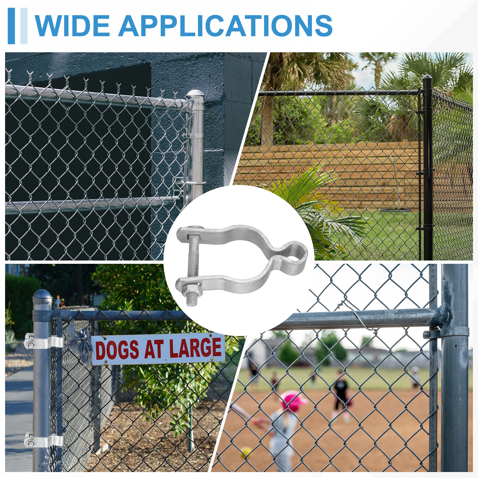2Pcs Chain Link Fence Gate Post Hinge Female Hinge for 1-7/8" OD Post