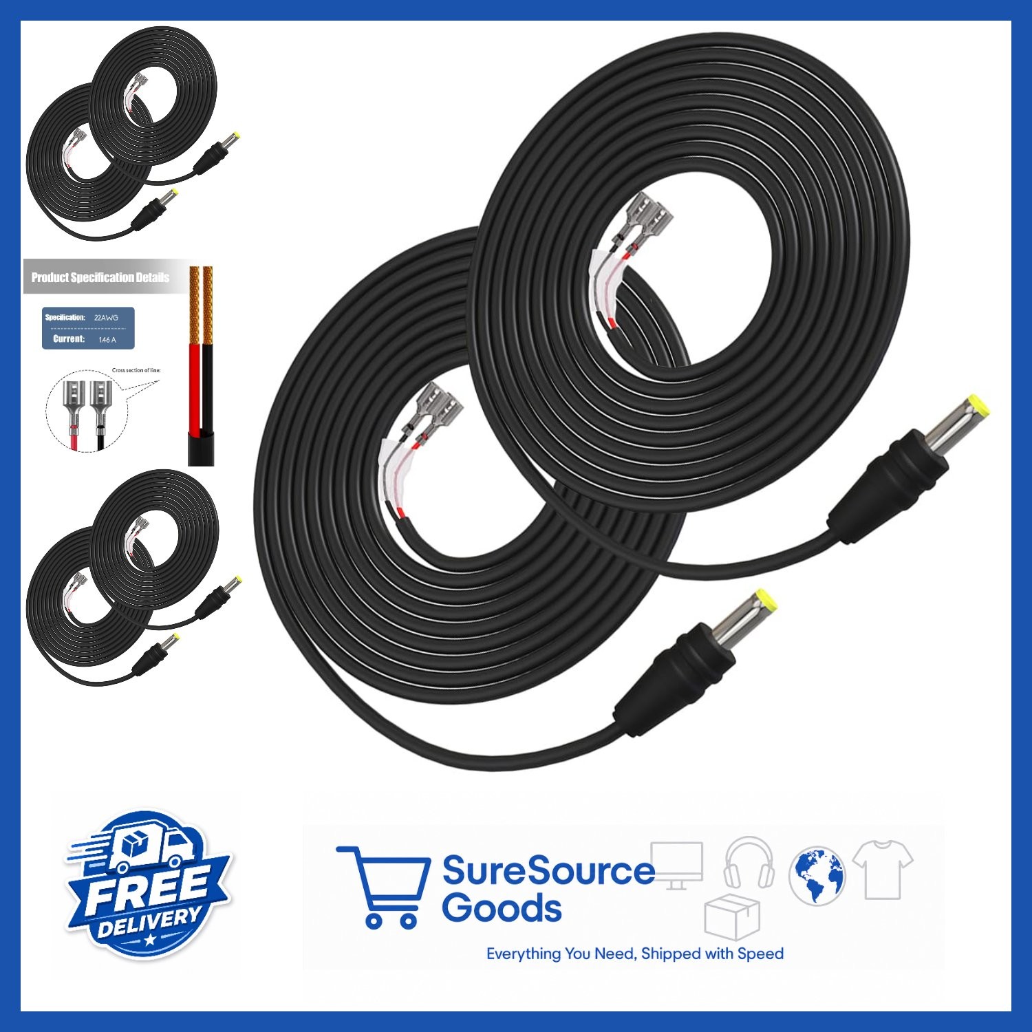 Trail Camera Power Cord 5.5x2.1mm DC Plug Compatible with Spypoint Moultrie