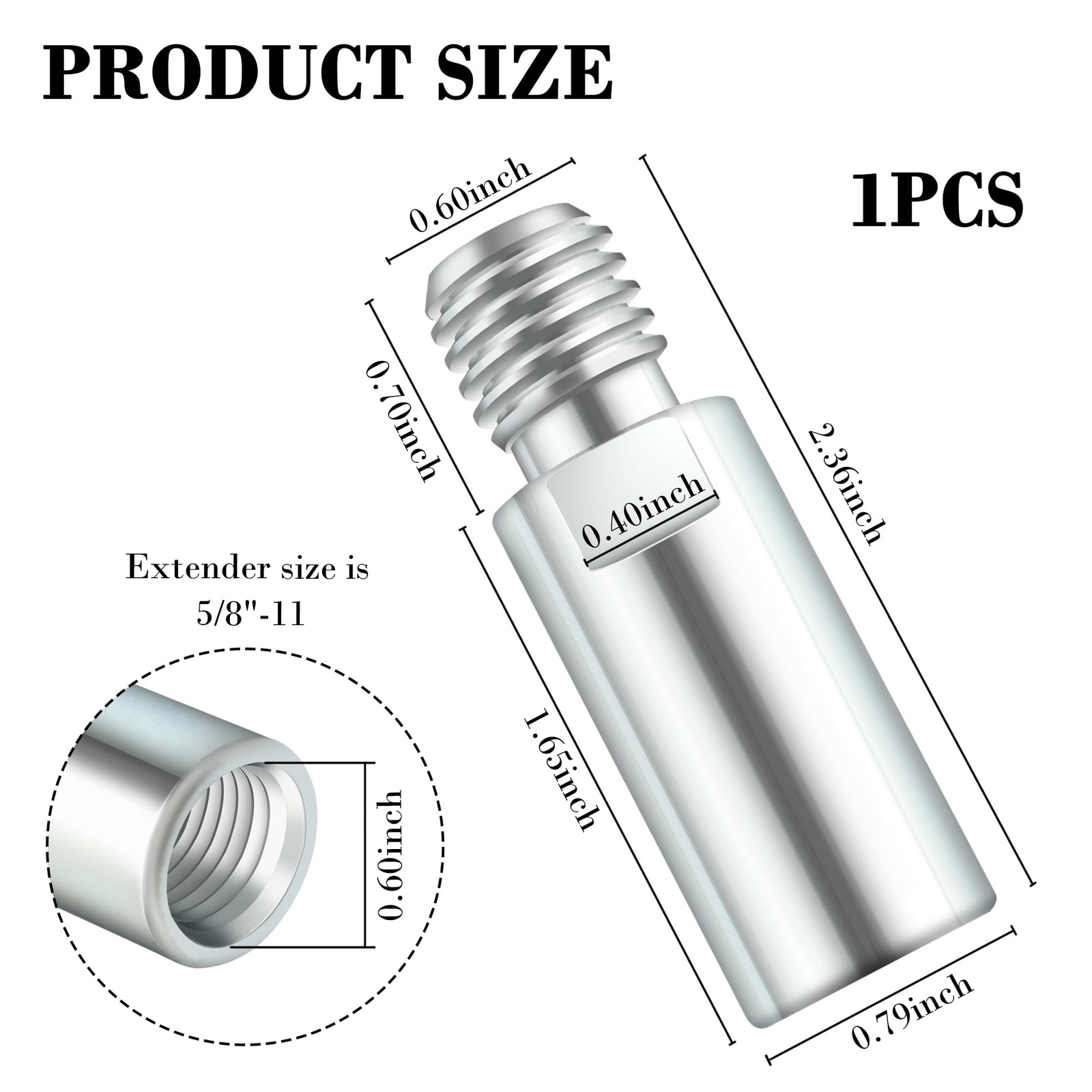 5/8"-11 Thread Angle Grinder Extension Shaft for Car Polisher,Universal Angle...