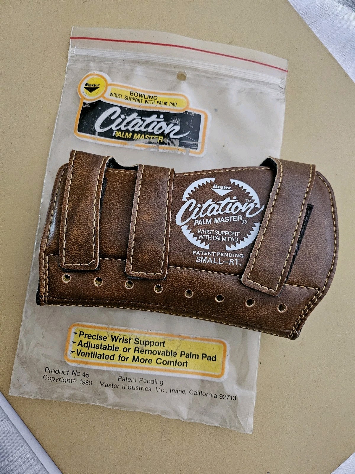 NEW 1980 Citation PALM MASTER Bowling Wrist Support w/ Removable Palm Pad Sm RT