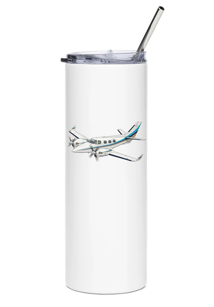 Beechcraft B60 Duke w/Royal Turbine Stainless Steel Water Tumbler w/ straw  20oz