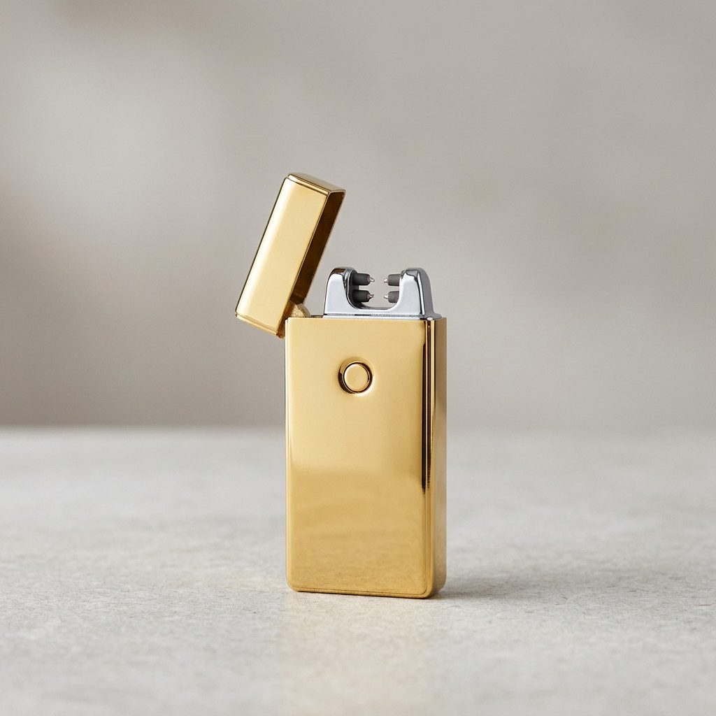 Dual Arc Electric USB Lighter Rechargeable Plasma Windproof Flameless golden