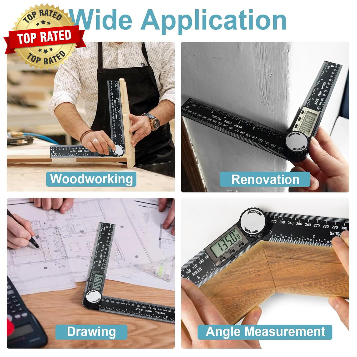 Third Generation Protractor Angle Finder Digital Angle Ruler with 7Inch/200Mm An