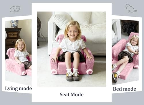 Toddler Couch Chair Comfy, Kids Couch Peach Squared Kids Couch with armrests