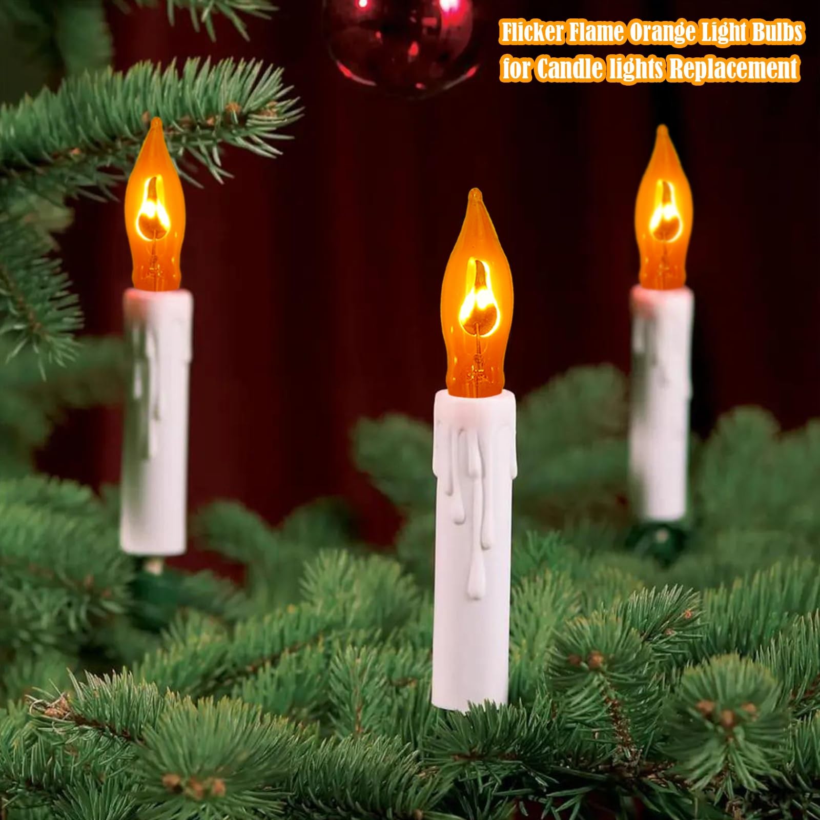 Christmas Flicker Flame Light Bulbs, 12 Pack C7 Orange Flickering Light Bulb,...