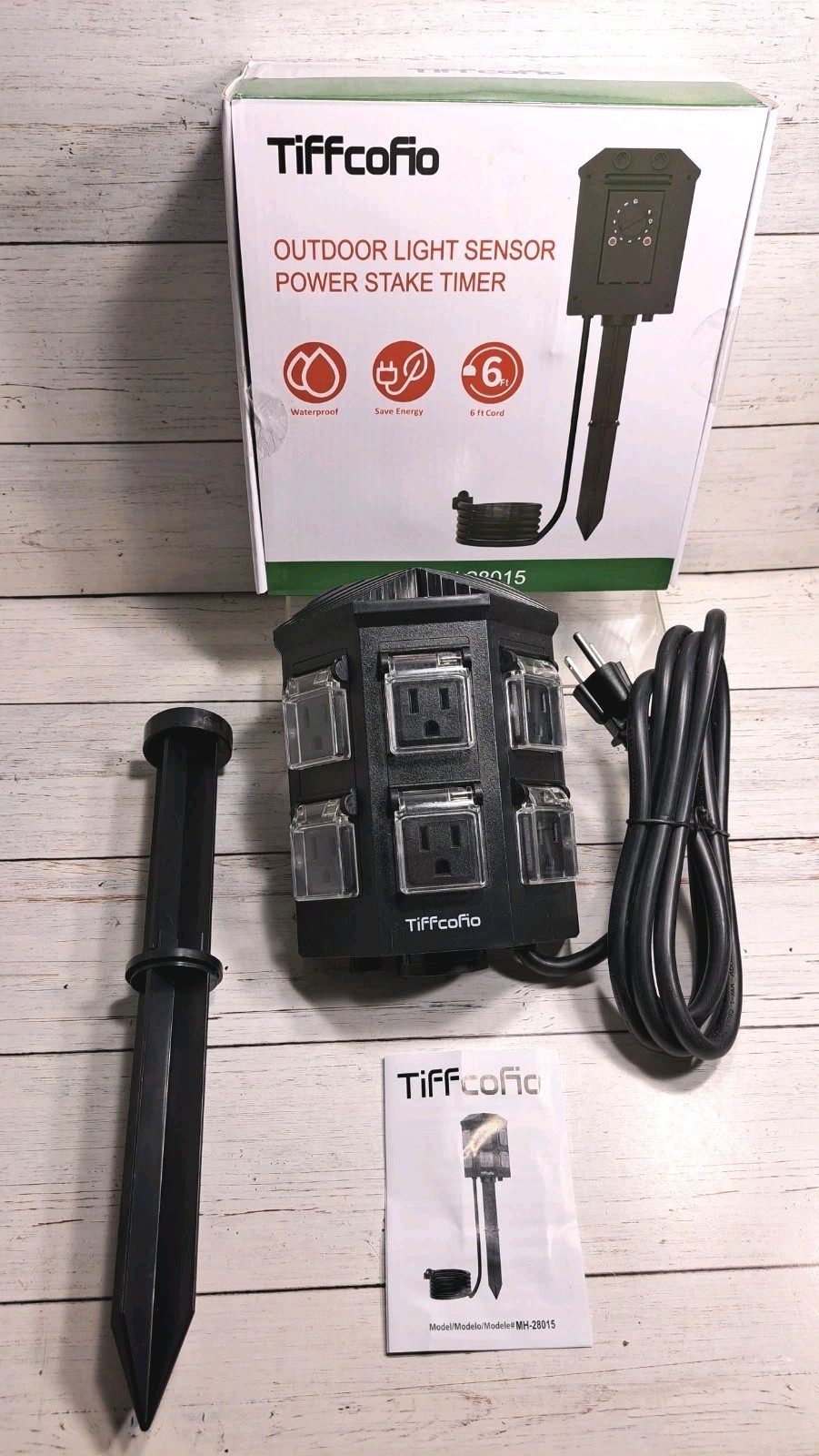 Outdoor Power Strip Timer, Dusk to Dawn Sensor Outdoor Timer for Lights, 6 Feet